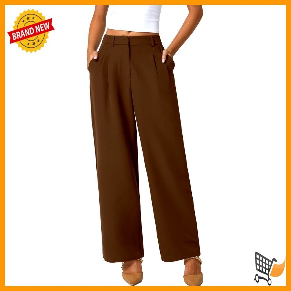 Wide Leg Dress Pants High Waisted Wrinkle Free Work Pants with Pockets XL